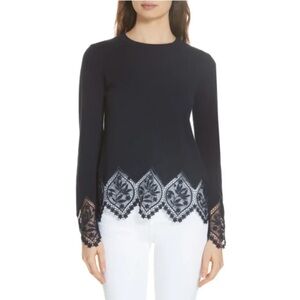 Ted Baker Navy Aylex Sweater with Intricate Lace